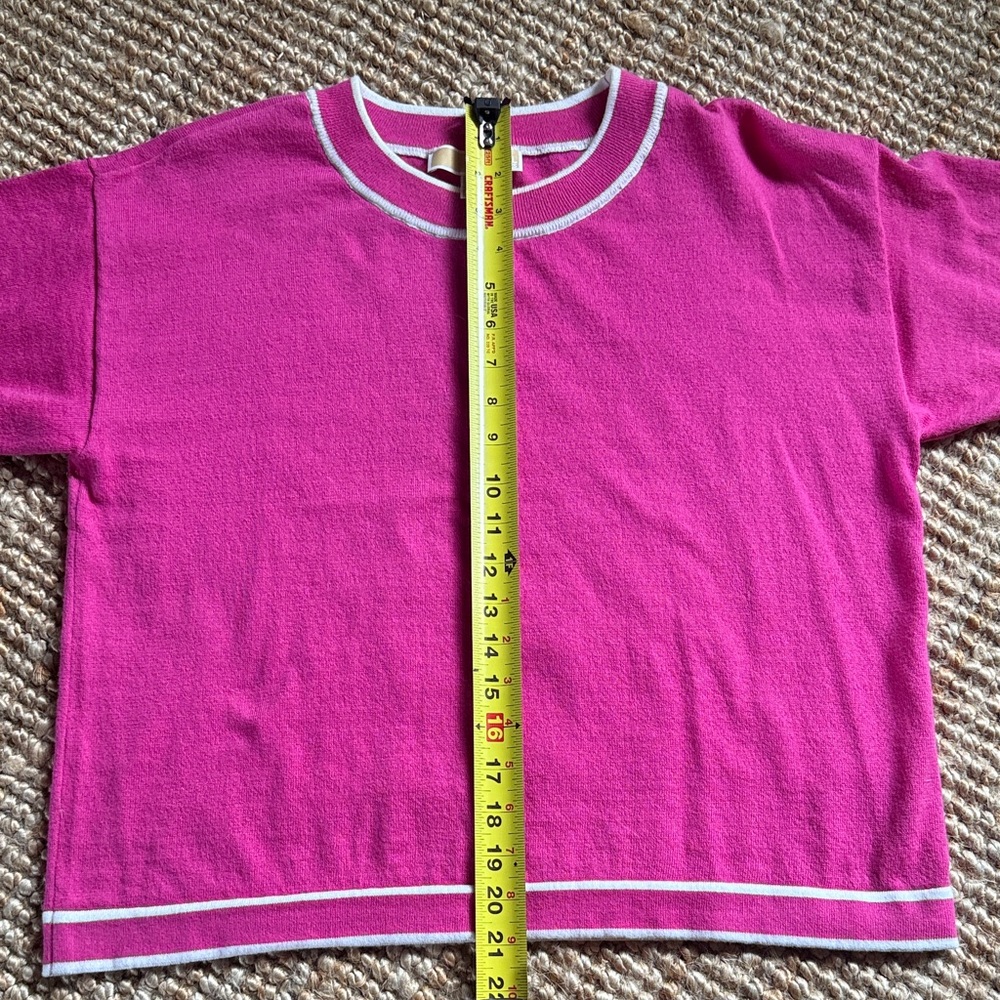 ⚜️ MICHAEL KORS Women’s Fuchsia Short Sleeve Sweater Size Small ⚜️ - Picture 8 of 15